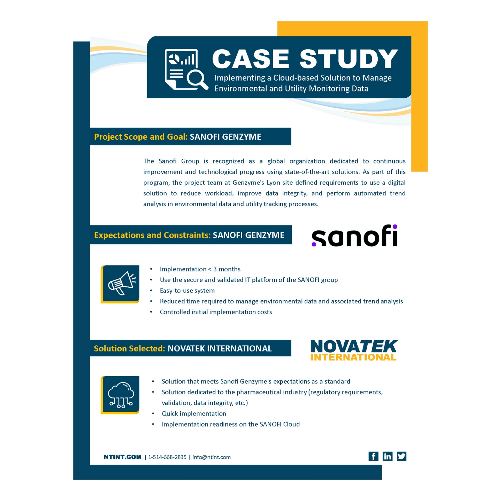 Sanofi Genzyme Digitizes Environmental & Utility Monitoring with Novatek